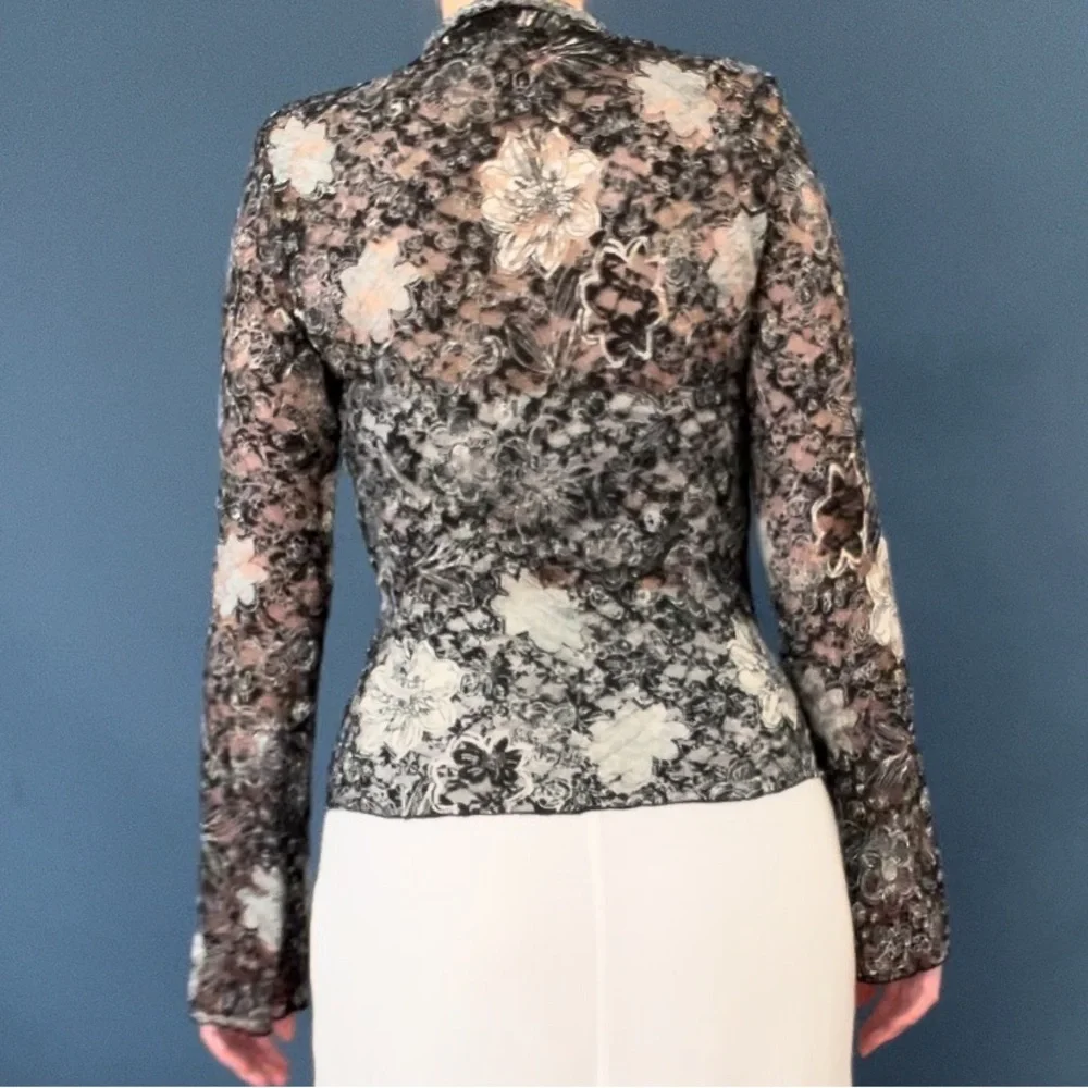 Vintage Charlotte Russe lace up floral lace bell sleeve top - Picture 6 of 14